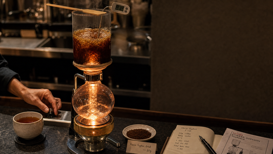 Coffee Academy hero image illustrating Coffee Brewing Method 4: Siphon with specialty coffee equipment, brewing context, and educational detail.