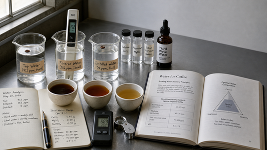 Coffee Academy hero image illustrating The Impact of Water on Coffee with specialty coffee equipment, brewing context, and educational detail.