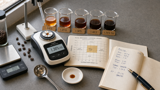 Coffee Academy hero image illustrating Understanding TDS (Total Dissolved Solids) in Coffee with specialty coffee equipment, brewing context, and educational detail.
