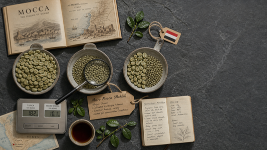 Coffee Origins hero image illustrating The Smallest Coffee Bean: Micro Mocca with origin coffee context, beans, processing detail, and educational visual cues.