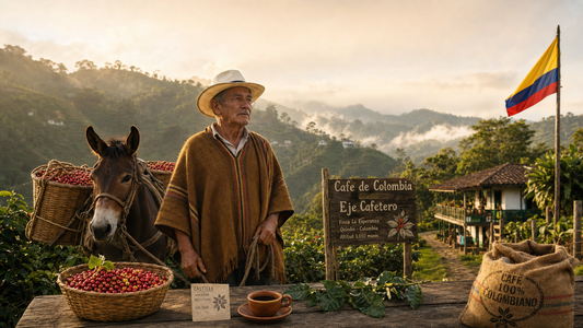 Coffee Origins hero image illustrating Colombian Coffee Beans with origin coffee context, beans, processing detail, and educational visual cues.