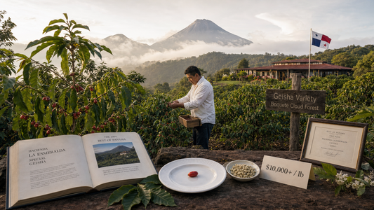Coffee Origins hero image illustrating Panama Coffee Beans with origin coffee context, beans, processing detail, and educational visual cues.