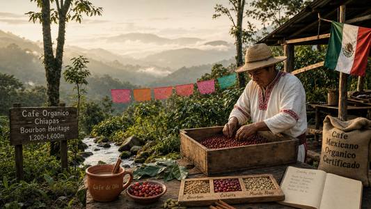 Coffee Origins hero image illustrating Mexican Coffee Beans with origin coffee context, beans, processing detail, and educational visual cues.