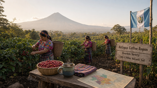Coffee Origins hero image illustrating Guatemala Coffee Beans with origin coffee context, beans, processing detail, and educational visual cues.