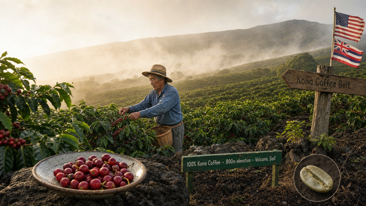 Coffee Origins hero image illustrating Hawaii Coffee Beans with origin coffee context, beans, processing detail, and educational visual cues.